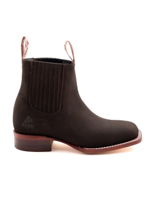 BOTIN NOBUCK SQUARE NOGALES CUERO/INJERTO ESPEJO WELT 3.5CM 16CM