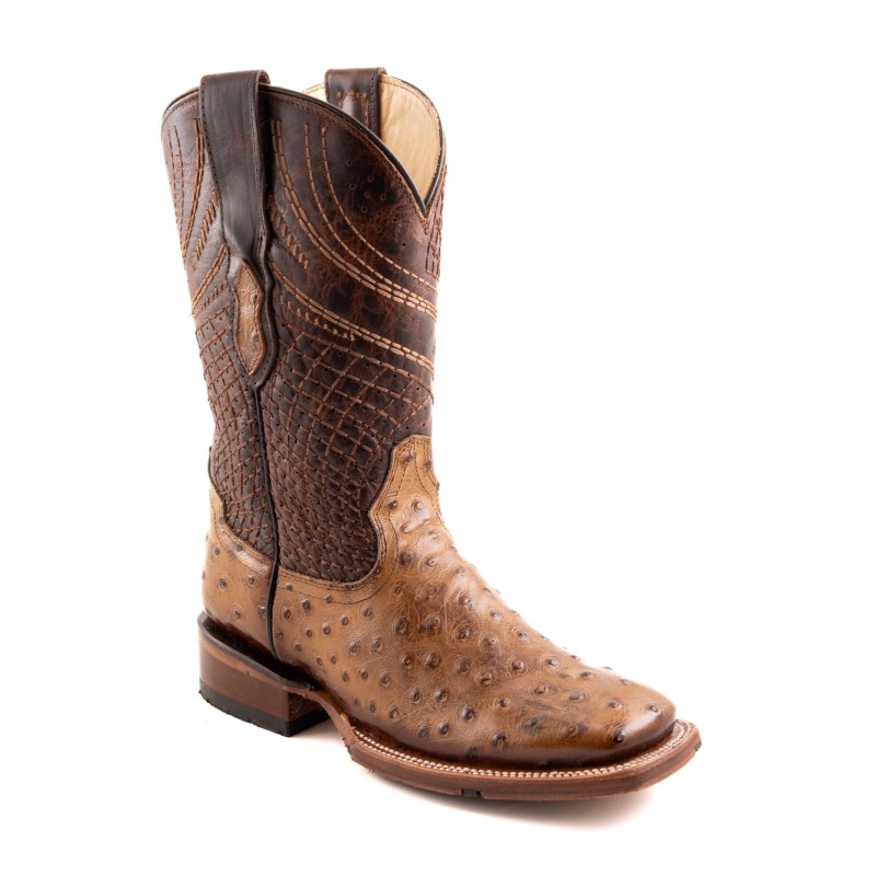 BOTA CHINELA AVESTRUZ CUADR QAH-052 SPIDER HULE CUERO WELT 3.5CM 27CM