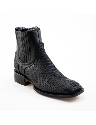 BOTIN PITHON ORIGINAL PLATINO SQUARE P0055MI CUERO/INJERTO NEGRO WELT 3.5CM 17CM