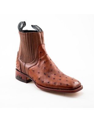 BOTIN AVESTRUZ ORIGINAL PLATINO SQUARE P0055MI CUERO/INJERTO WELT 3.5CM 15CM