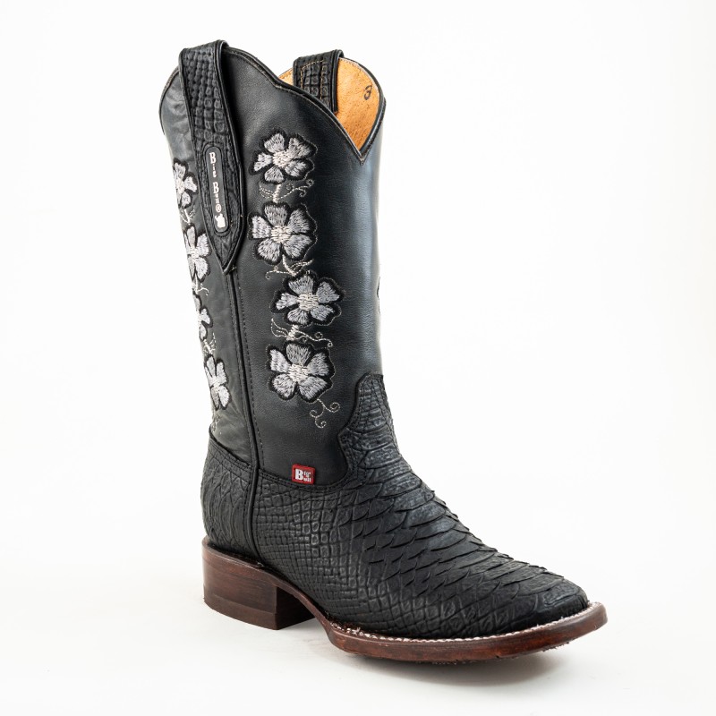 BOTA BIG BULL PIEL GRABADA TIPO SERPIENTE PITÓN 5100 51431 YARELI