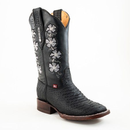 BOTA BIG BULL PIEL GRABADA TIPO SERPIENTE PITÓN 5100 51431 YARELI