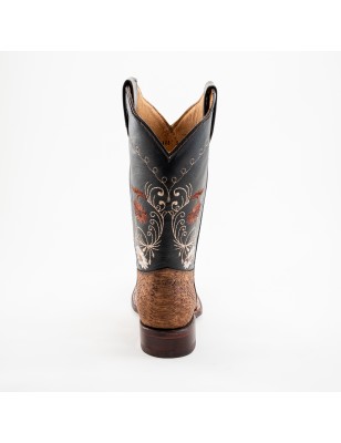 BOTA BIG BULL PIEL GRABADA TIPO SERPIENTE PITÓN OESTE 5100 51946 YARELI