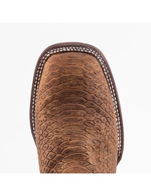 BOTA BIG BULL PIEL GRABADA TIPO SERPIENTE PITÓN OESTE 5100 51946 YARELI