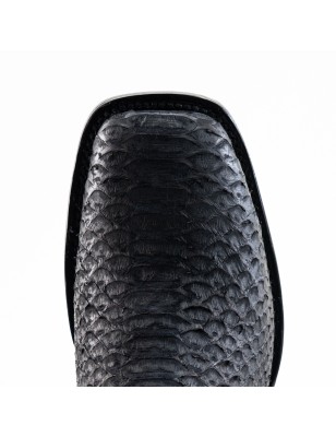 BOTIN PITHON ORIGINAL PLATINO SQUARE P0055MI CUERO/INJERTO NEGRO WELT 3.5CM 17CM