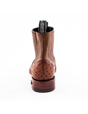 BOTIN AVESTRUZ ORIGINAL PLATINO SQUARE P0055MI CUERO/INJERTO WELT 3.5CM 15CM