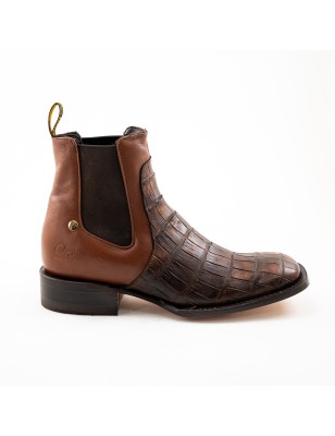 BOTIN COCO BELLY PLATINO SQUARE NOGALES CUERO/INJERTO WELT 4CM 15CM