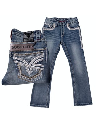 PANTALON LAMASINI LAM12101 MEZCLILLA STRETCH BOOT CUT LARGO 32